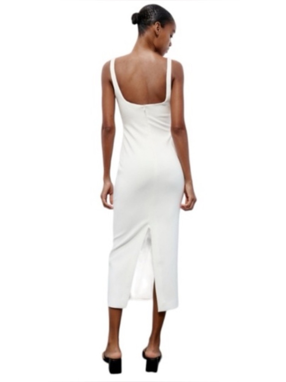 Zara Fitted Midi Dress White - Picture 9 of 9